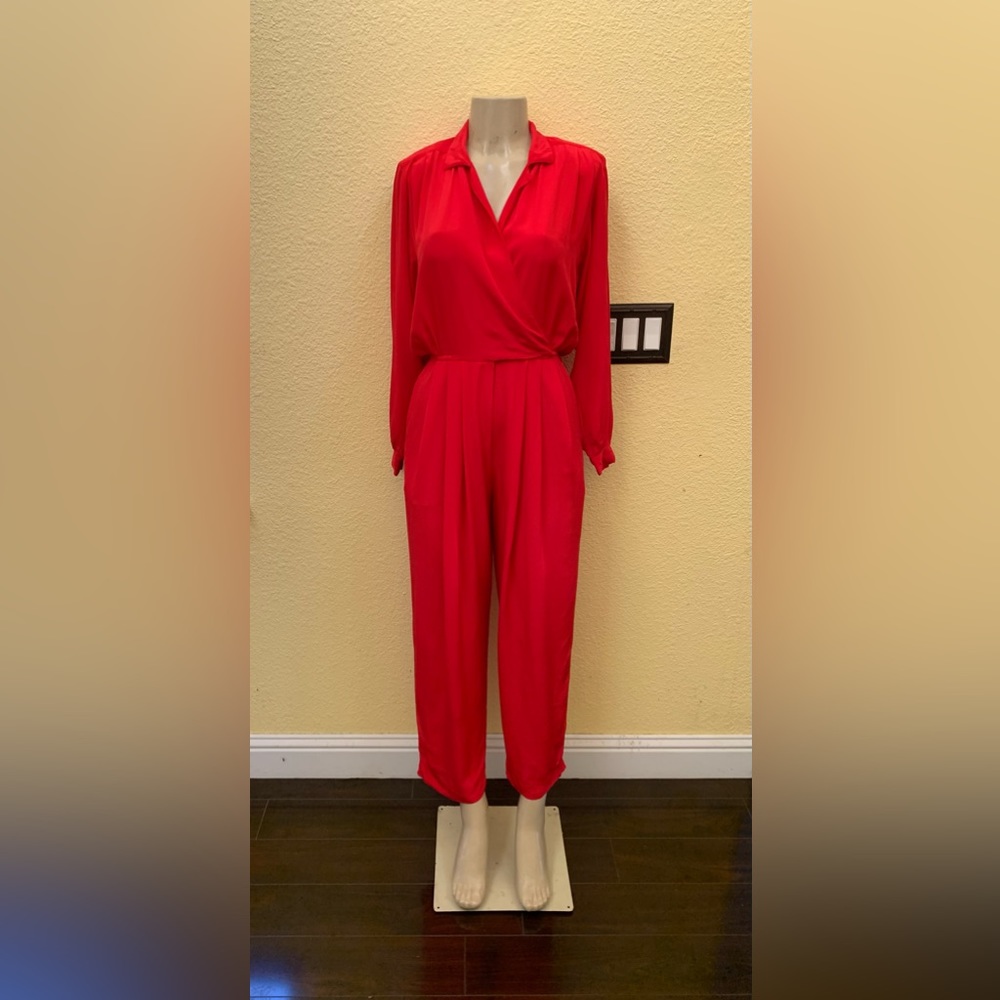 VTG Liz Claiborne Dresses Size 6 Red Long Sleeve Jumpsuit